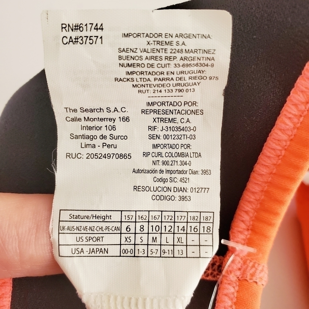 1091 * Rip Curl The Bomb Bikini Top Laser Cut Orange Black Size L - Picture 6 of 6